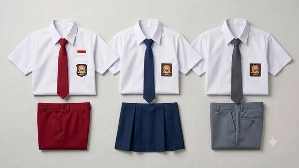 Ilustrasi seragam sekolah SD, SMP, SMA. Foto: Gemini AI